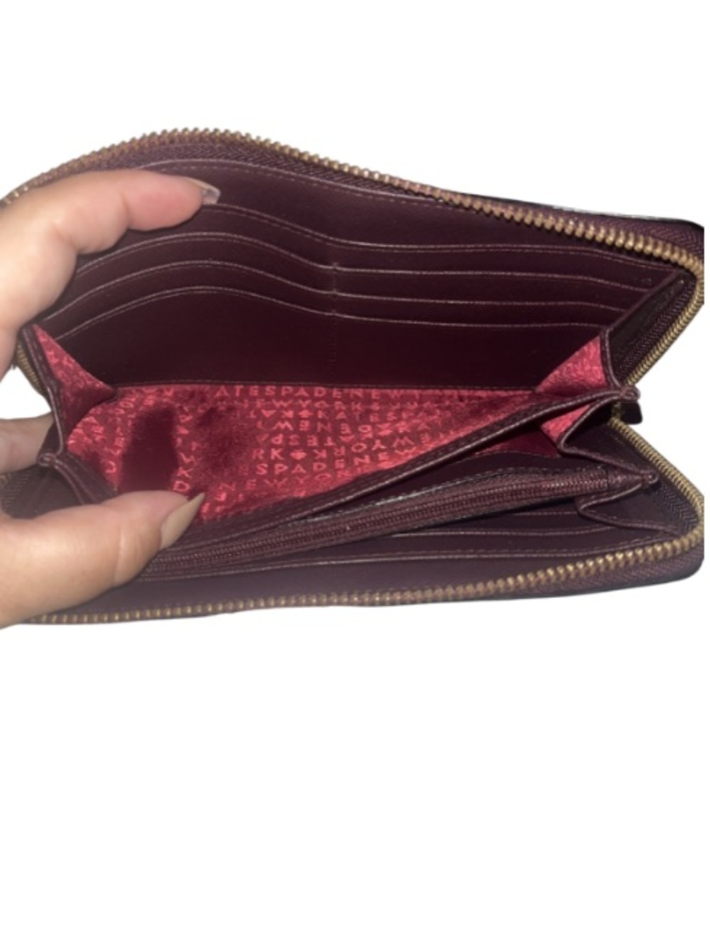 Kate Spade Laurel Way Neda Zip Around Wallet Deep Plum - Picture 9 of 16